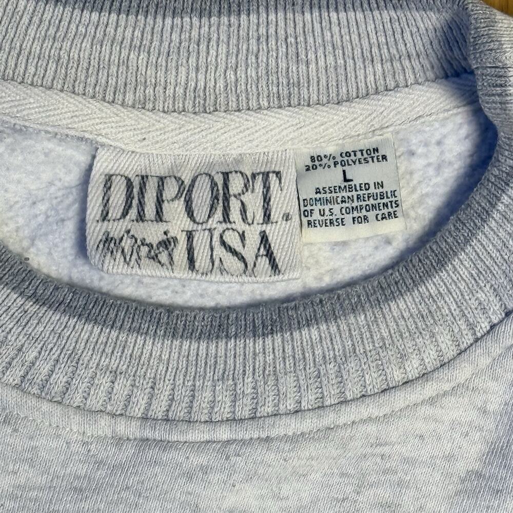 Vintage DIPORT USA Gray Crewneck Sweatshirt L 80s 90s Blank Workwear - Picture 4 of 10